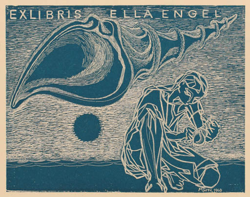 Exlibris by Muggi Wille Nielsen from Denmark for Ella Engel - 