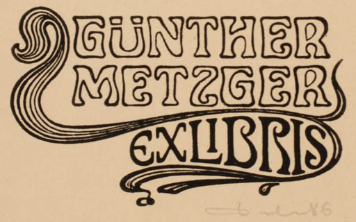 Exlibris by Zbigniew Dolatowski from Poland for Günther Metzger - Text/Writing 