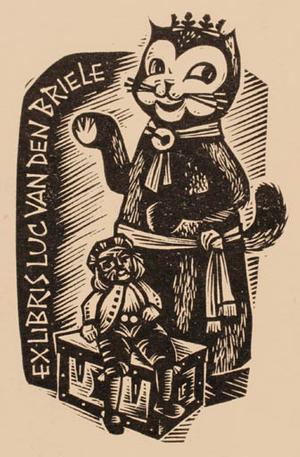 Exlibris by Frans Lasure from Belgium for Luc van den Briele - Child Cat 