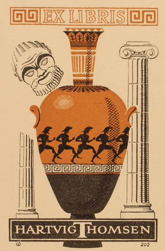 Exlibris by Christian Blæsbjerg from Denmark for Hartvig Thomsen - Classical antiquity 