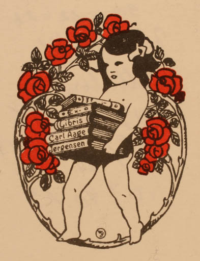 Exlibris by Vilhelm Jørgensen from Denmark for Carl Aage Jørgensen - Child Flower Book Flora Jugend 