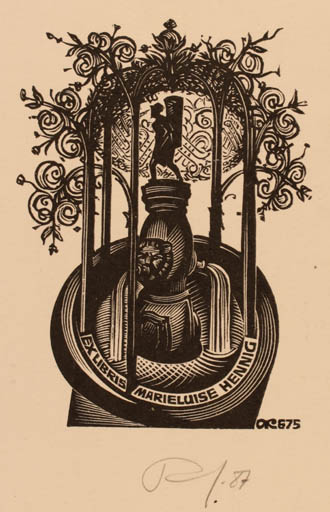 Exlibris by Anatolij Kalaschnikow from Russia for Marieluise Hennig - Classical antiquity Jugend 