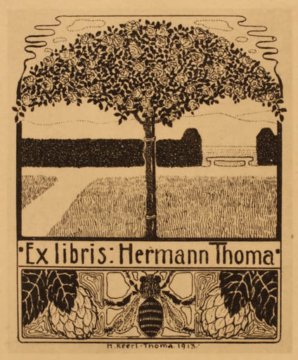 Exlibris by H. Keerl Thoma from Germany for Hermann Thoma - Fruit Insect Jugend Tree 