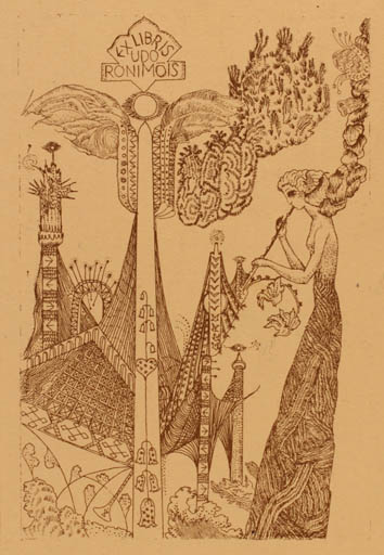 Exlibris by Concordia Klar from Estonia for Udo Ronimos - Jugend Woman 