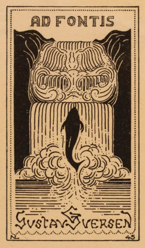 Exlibris by Normand Laheld from Norway for Gustav G Iversen - Fauna Jugend 