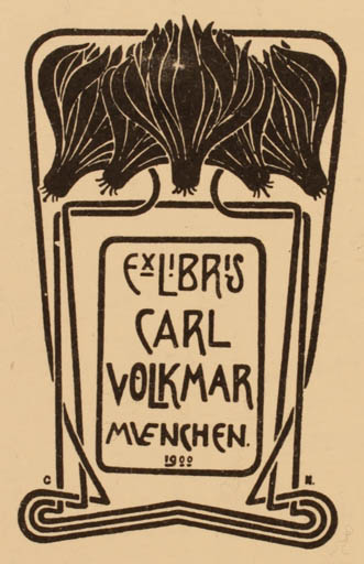 Exlibris by G Neuner from Germany for Carl Volkmar - Flower Flora Jugend 