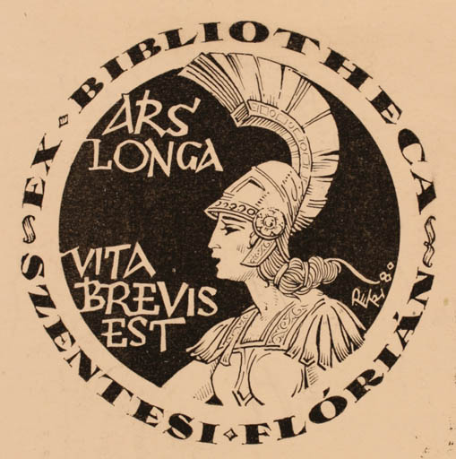 Exlibris by Bèla Petry from Hungary for Szentesi Flórián Bibliotheca - Classical antiquity Jugend 