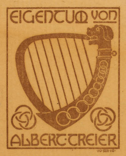 Exlibris by L. M. Rheude from Germany for Albert Treier - Jugend Music 
