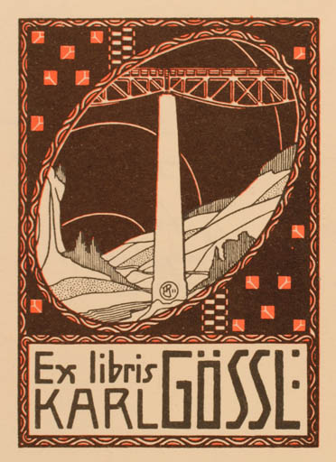 Exlibris by Josef Schoenecker from Austria for Karl Gössl - Jugend Scenery/Landscape 