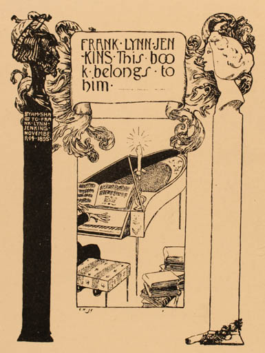 Exlibris by A. M. Shaw from Great Britain for frank Lynn Jenkins - Book Music 