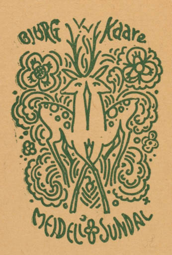 Exlibris by Knut Yran from Norway for jörg, Kaare, Meideli Sundal - Fauna Flora 