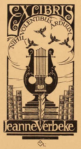 Exlibris by C. Andrè Vlaanderen from Belgium for jeanne Verbeke - Book Jugend Music 