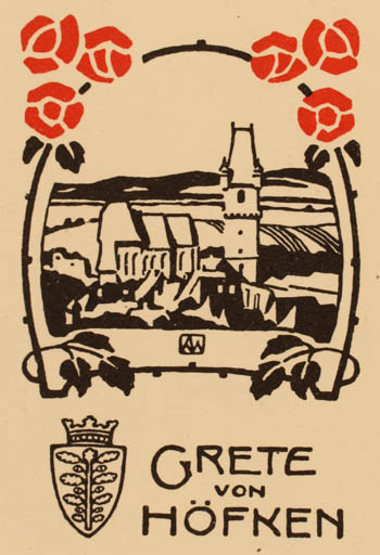 Exlibris by John Alexander Wilke from Austria for Grete von Höfken - Heraldry Jugend Scenery/Landscape 