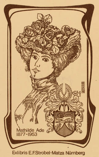 Exlibris by Eugen F. Strobel-Matza from Germany for Eugen F. Strobel-Matza - Jugend Woman Portrait 