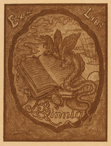 Exlibris by B. Sinnig from Unknown for B. Sinnig - Book Fable Animal 
