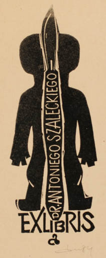 Exlibris by Zbigniew Dolatowski from Poland for Dr. Antoniego Szaleckiego - Medicine Man 