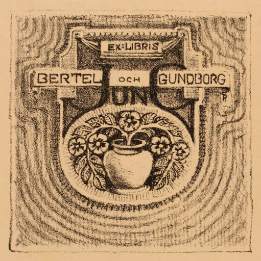 Exlibris by Bertel Jung from Finland for Bertel og Gundborg June - Jugend 