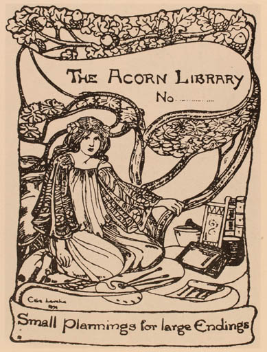 Exlibris by Celia Levetus from Great Britain for ? The Acorn Library - Jugend Woman 