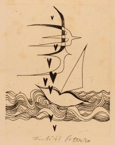 Exlibris by Frantisek Peterka from Czechoslovakia for Frantisek Peterka - Bird Maritime 