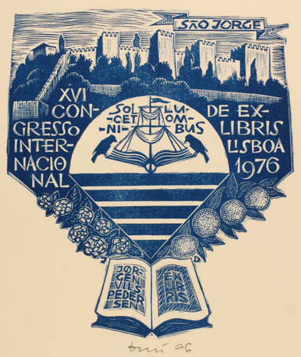 Exlibris by Jerzy Druzrycki from Poland for Jørgen Vils Pedersen - Book Castle/Palace 