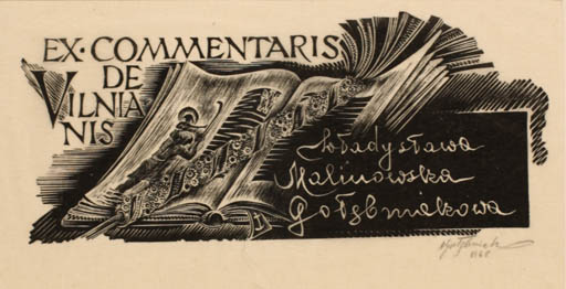 Exlibris by Antoni Golebniak from Poland for ? Commentaris de Vilniunis - Book 