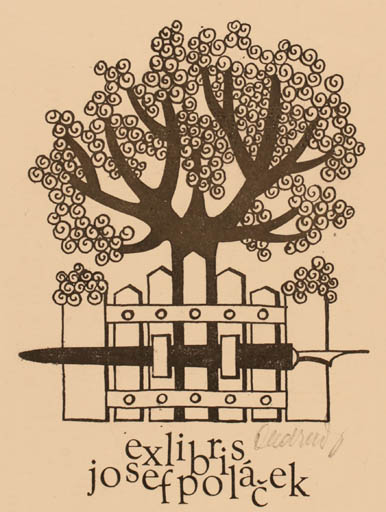 Exlibris by Zdena Ondrusová from Czechoslovakia for Josef Polacek - Tree 