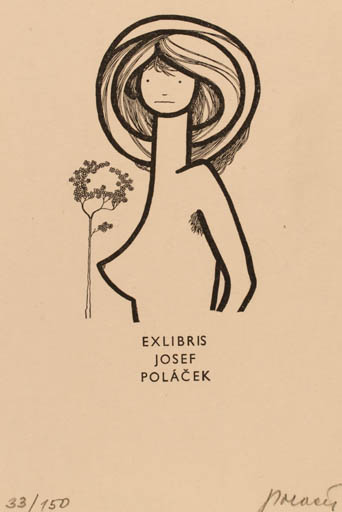 Exlibris by Josef Polacek from Czechoslovakia for Josef Polacek - Woman 