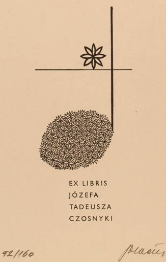 Exlibris by Josef Polacek from Czechoslovakia for Josef Tadeusz Czosnyka - Flower 