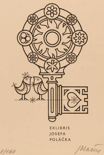 Exlibris by Josef Polacek from Czechoslovakia for Josefa Polácka - Bird 