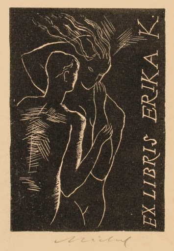 Exlibris by Michal Ratislav from Czechoslovakia for ? Erika K - Couple 