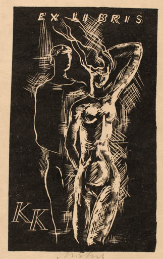 Exlibris by Michal Ratislav from Czechoslovakia for ? K.K. - Couple 