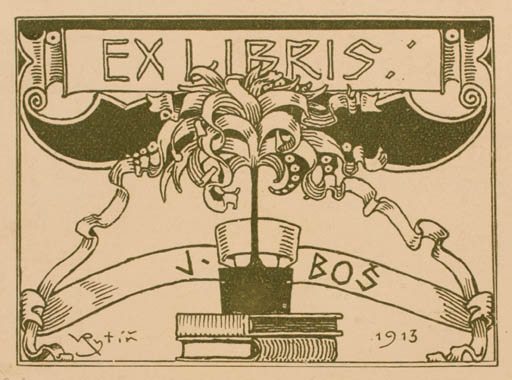 Exlibris by Vaclav Rytir from Czechoslovakia for J Bos - Jugend 