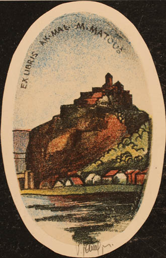 Exlibris by Vladimir jun Savel from Czech Republic for Miroslav Matous - Mountain Castle/Palace City 