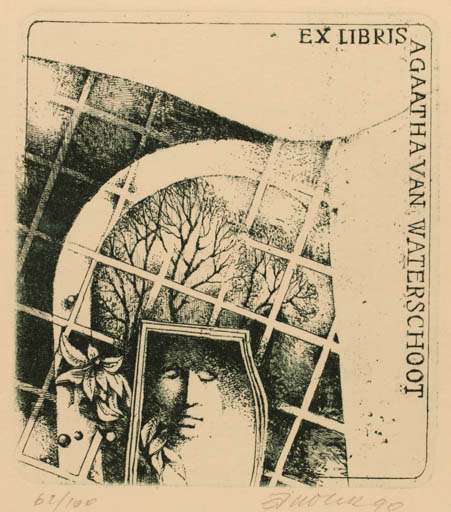 Exlibris by Jiri Sindler from Czechoslovakia for Agaath Van Waterschoot - Abstract 