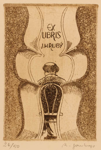 Exlibris by Pravoslav Sovak from Czechoslovakia for J. Hruby - Man 