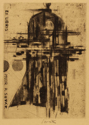 Exlibris by Pravoslav Sovak from Czechoslovakia for Mudr. P Sovak - Abstract 