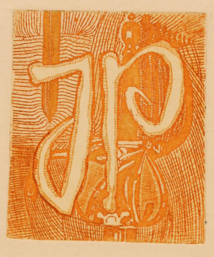 Exlibris by Jeny Stanecki from Czechoslovakia for ? J.P - Abstract 