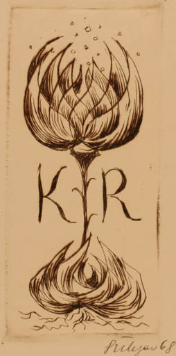 Exlibris by Jaroslav Sulc from Czechoslovakia for Klaus Rödel - Flower Flora 