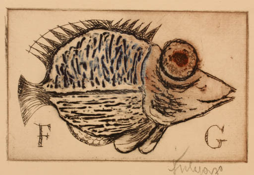 Exlibris by Jaroslav Sulc from Czechoslovakia for ? F.G. - Fish 