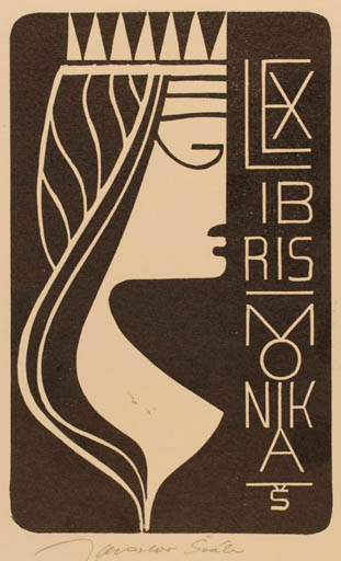 Exlibris by Jaroslav Svab from Czech Republic for Monika Svábová - Woman 