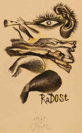 Exlibris by Nadeza Synecka from Czechoslovakia for ? Radost - Abstract Music 