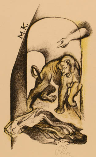 Exlibris by Nadeza Synecka from Czechoslovakia for ? M.K. - Fauna 