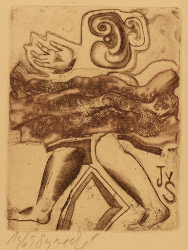 Exlibris by Nadeza Synecka from Czechoslovakia for ? J.V.S. - Abstract 