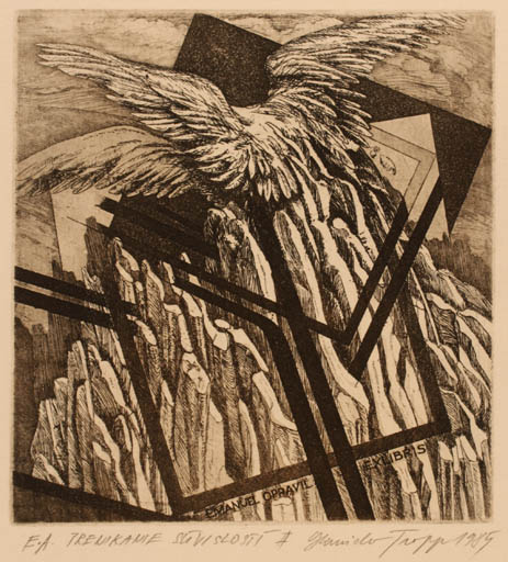 Exlibris by Stanislaw Tropp from Czechoslovakia for Dr. Emanuel Opravil - Abstract 