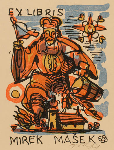 Exlibris by V Trefil from Czechoslovakia for Mirek Masek - Church Religion 