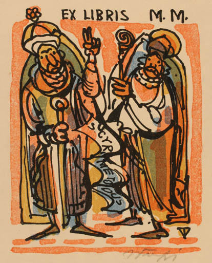 Exlibris by V Trefil from Czechoslovakia for Mirek Masek - Religion 