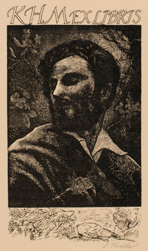 Exlibris by Ladislav Vlodek from Czechoslovakia for ? K.H.M. - Portrait 