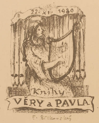 Exlibris by Frantisek Bilkovsky from Czechoslovakia for Very a Pavla - Woman Music 