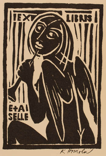 Exlibris by Karel Homola from Czechoslovakia for Erika & Andreas Selle - Angel Music 