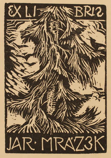 Exlibris by Arnost Hrabal from Czechoslovakia for Jaroslav Mrazek - Tree 